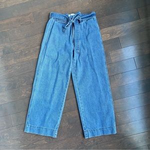 Wide legged tie belt jeans